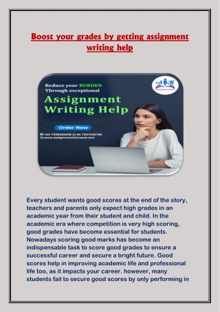 Boost your grades by getting assignment writing help