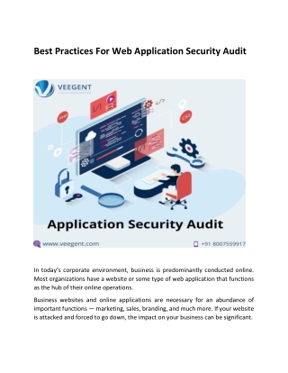 Best Practices For Web Application Security Audit - Veegent Technologies