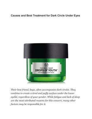 Causes and Best Treatment for Dark Circle Under Eyes