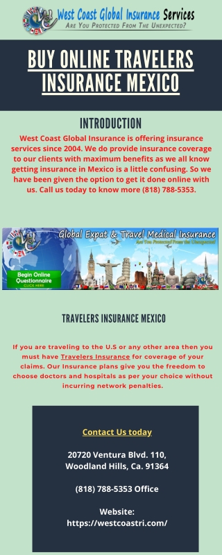 Buy Online Travelers Insurance Mexico