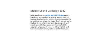 Mobile UI and Ux design 2022