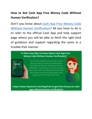How to Get Cash App Free Money Code Without Human Verification?