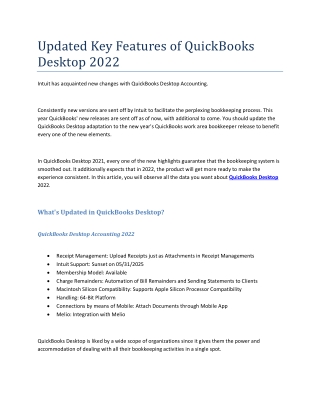 Updated Key Features of QuickBooks Desktop 2022