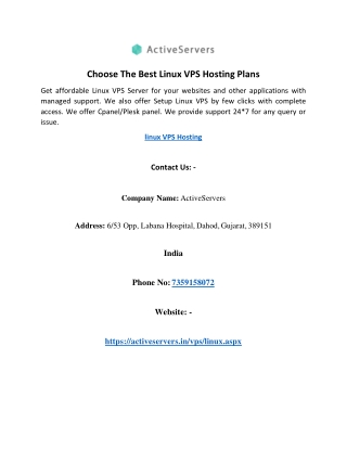 Choose The Best Linux VPS Hosting Plans