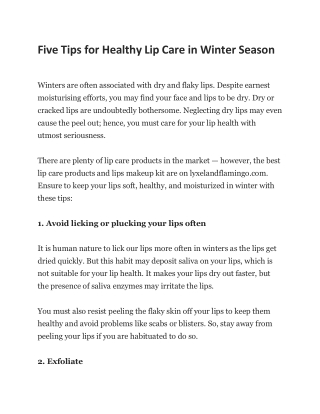 Five Tips for Healthy Lip Care in Winter Season