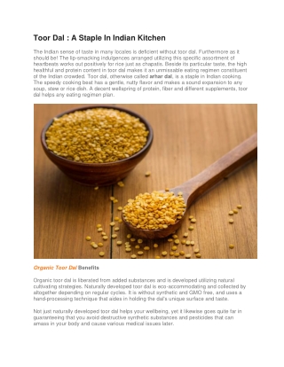 Toor Dal - A Staple In Indian Kitchen