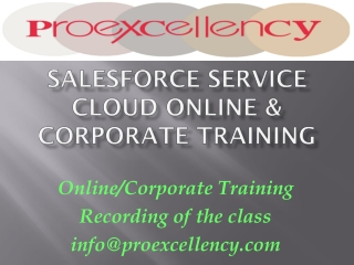 Proexcellency provides Salesforce Service Cloud online training.