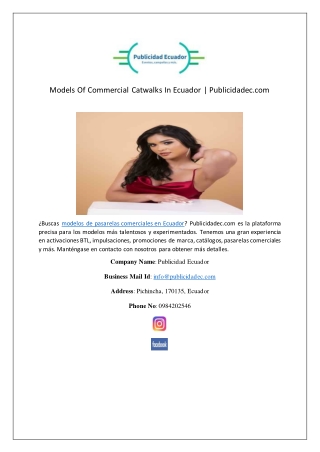 Models Of Commercial Catwalks In Ecuador | Publicidadec.com
