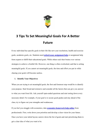 3 Tips To Set Meaningful Goals For A Better Future