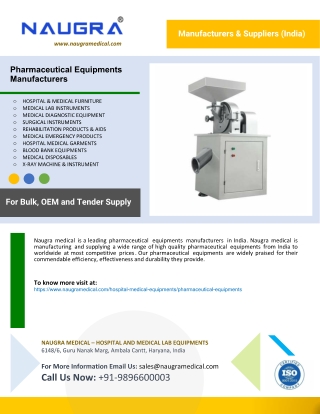 Pharmaceutical Equipments Manufacturer