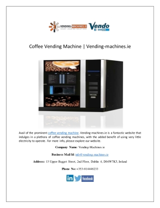 Coffee Vending Machine | Vending-machines.ie