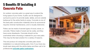 5 Benefits Of Installing A Concrete Patio