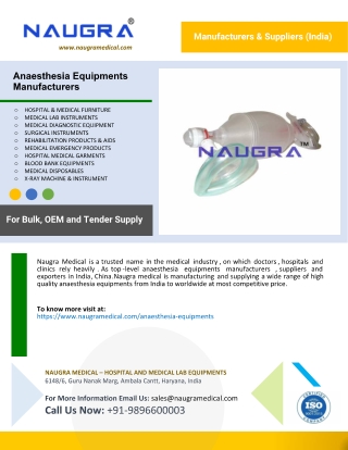 Anaesthesia Equipments Manufacturers