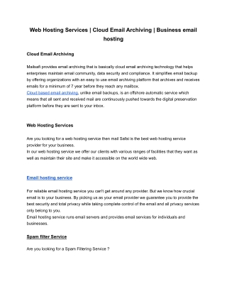 Web Hosting Services _ Cloud Email Archiving _ Business email hosting