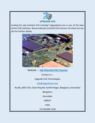 Job Oriented Vlsi Courses | Upgradevlsi.com