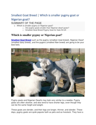 Smallest Goat Breed Which is smaller pygmy goat or Nigerian goat.docx