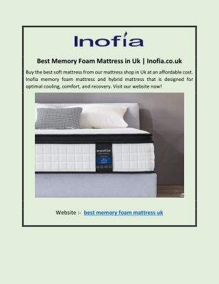 Best Memory Foam Mattress in Uk | Inofia.co.uk