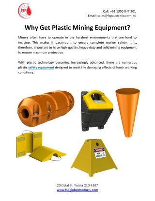 Why Get Plastic Mining Equipment?