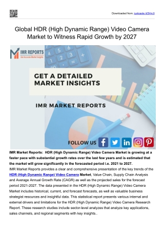 Global HDR (High Dynamic Range) Video Camera Market to Witness Rapid Growth by 2