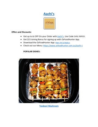 15% Off - Aachi's Kew Indian Menu Delivery and Takeaway, VIC