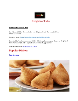 5% off - Delights Of India an Indian restaurant in Warwick, QLD