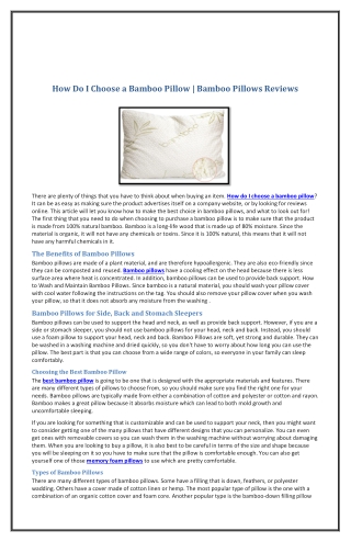 How Do I Choose a Bamboo Pillow | Bamboo Pillows Reviews