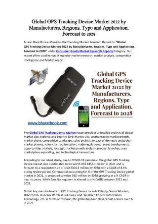 Global GPS Tracking Device Market 2022 by Manufact