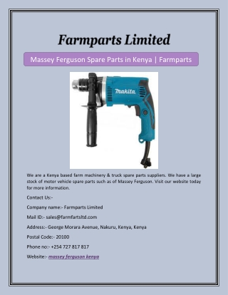 Massey Ferguson Spare Parts in Kenya | Farmparts