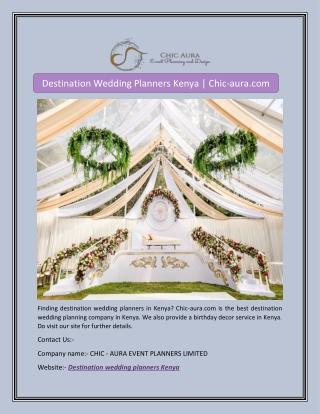 Destination Wedding Planners Kenya | Chic-aura.com