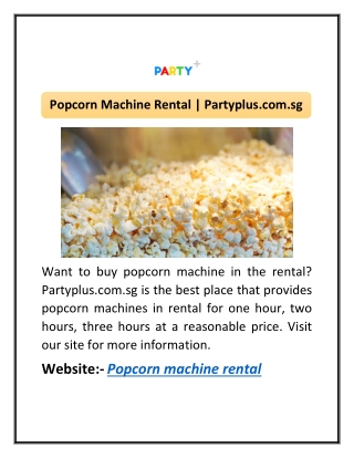 Popcorn Machine Rental | Partyplus.com.sg
