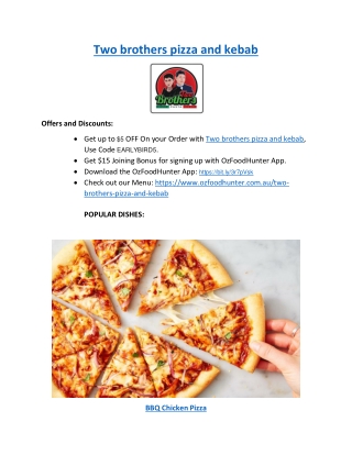 5% off - Two brothers pizza and kebab Takeaway Menu Frankston, VIC