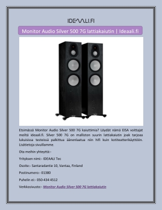 Monitor Audio Silver 500 7G lattiakaiutin | Ideaali.fi