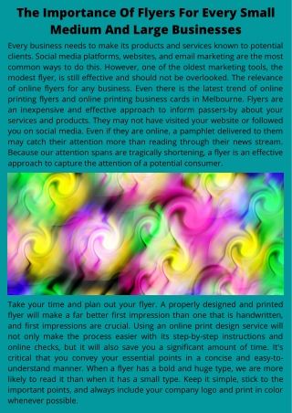 The Importance Of Flyers For Every Small, Medium And Large Businesses