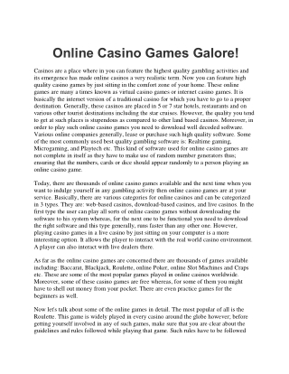 Online Casino Games Galore!