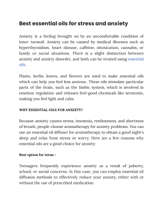 Best essential oils for stress and anxiety