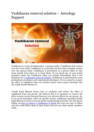 Vashikaran removal solution – Astrology Support