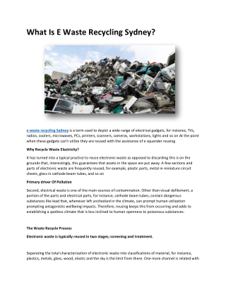 What Is E Waste Recycling Sydney?