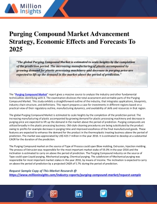 Purging Compound Market Advancement Strategy, Economic Effects and Forecasts To 2025