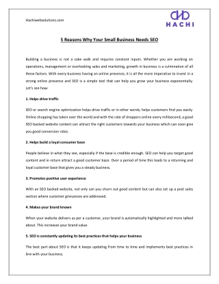 5 Reasons Why Your Small Business Needs SEO