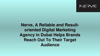 Nerve, A Reliable and Result-oriented Digital Marketing Agency in Dubai Helps Brands Reach Out To Their Target Audience