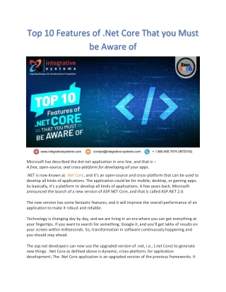 Top 10 Features of .Net Core That you Must be Aware of