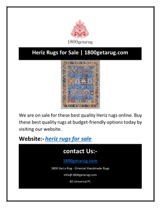 Heriz Rugs for Sale | 1800getarug.com