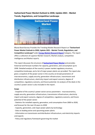Switzerland Power Market Research Report 2021-2030