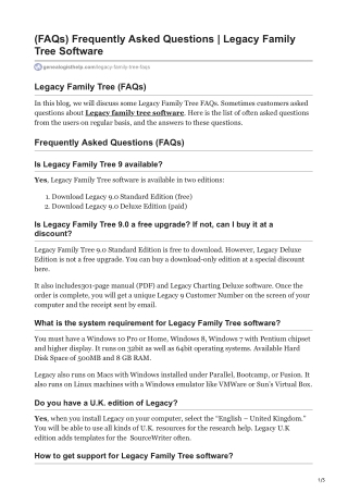 FAQs Frequently Asked Questions  Legacy Family Tree Software