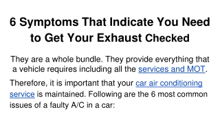 6 Symptoms That Indicate You Need to Get Your Exhaust Checked