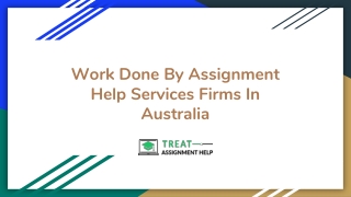 Work Done By Assignment Help Services Firms In Australia