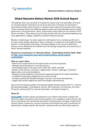 Nanowire Battery Market Forecasts to 2028