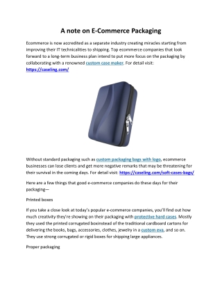 A note on E-Commerce Packaging