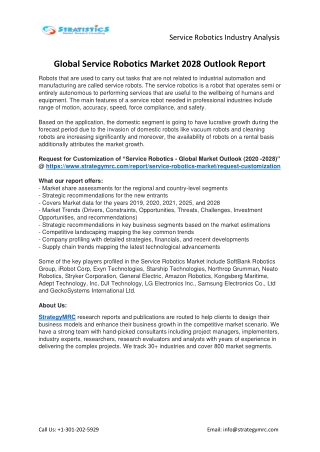 Service Robotics Market Forecasts to 2028