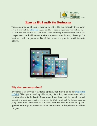 Rent an iPad easily for Businesses